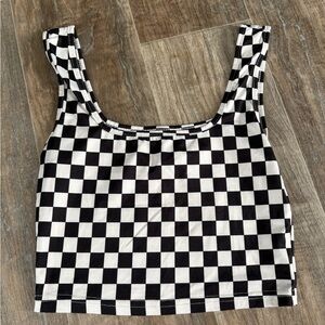 Checkered Black and White Women's Top